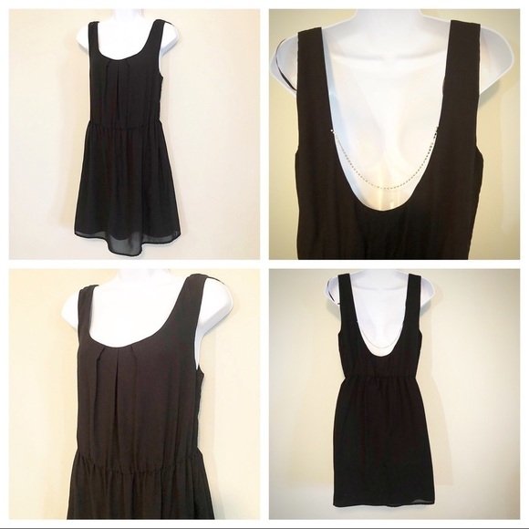 Zara Black Dress w/ Rhinestone Chain Scoop Back - Picture 1 of 8